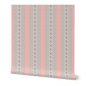 Roses Antique pink and gray stripe