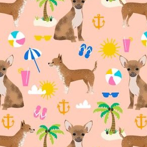 chihuahuha beach peach cute girly tropical palm tree dogs tropical beach ball tropics cute dog pet chihuahua fabric