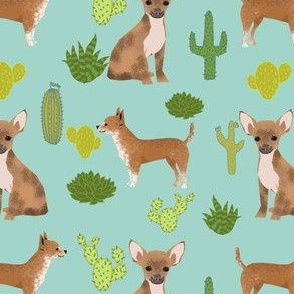 chihuahua mint cactus dog cute dogs pets pet dog fabric