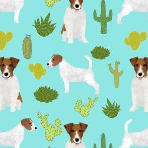 jack russell terrier cactus mint cute jack russell dog fabric