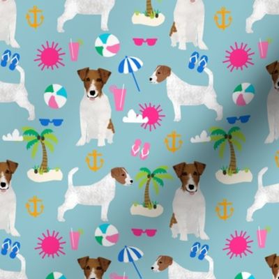 jack russell summer beach tropical palm tree cute dogs beach fabric