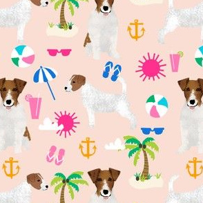 jack russell beach palm tree summer cute dogs pet dog fabric