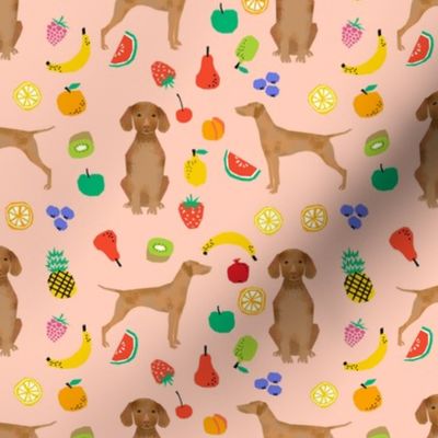 vizsla dog fruit summer cute pink peach girly pastel summer dogs fabric