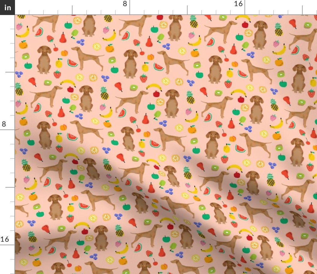 vizsla dog fruit summer cute pink peach girly pastel summer dogs fabric