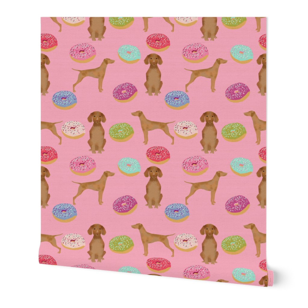 vizsla dogs donut food novelty funny cute pink donuts love dogs love donuts fabric