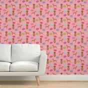 vizsla dogs donut food novelty funny cute pink donuts love dogs love donuts fabric