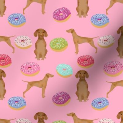 vizsla dogs donut food novelty funny cute pink donuts love dogs love donuts fabric