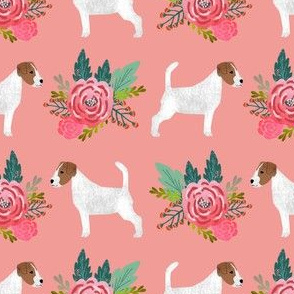 jack russell flowers florals cute dog with flowers fabric print