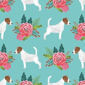 jack russell flowers florals mint cute dog fabric jack russell terrier owners will love this fabric 