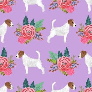 jack russell flowers cute dog with flowers pet terrier with florals purple dog fabric