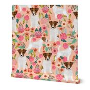 jack russell terrier cute florals peach flowers cute dogs pet dogs pets fabric