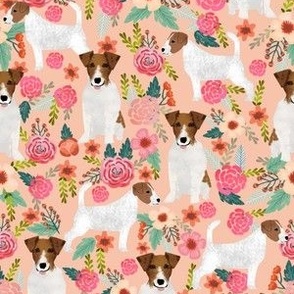 jack russell terrier cute florals peach flowers cute dogs pet dogs pets fabric