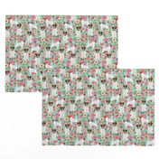 jack russell terrier fabric mint flowers florals cute vintage flowers