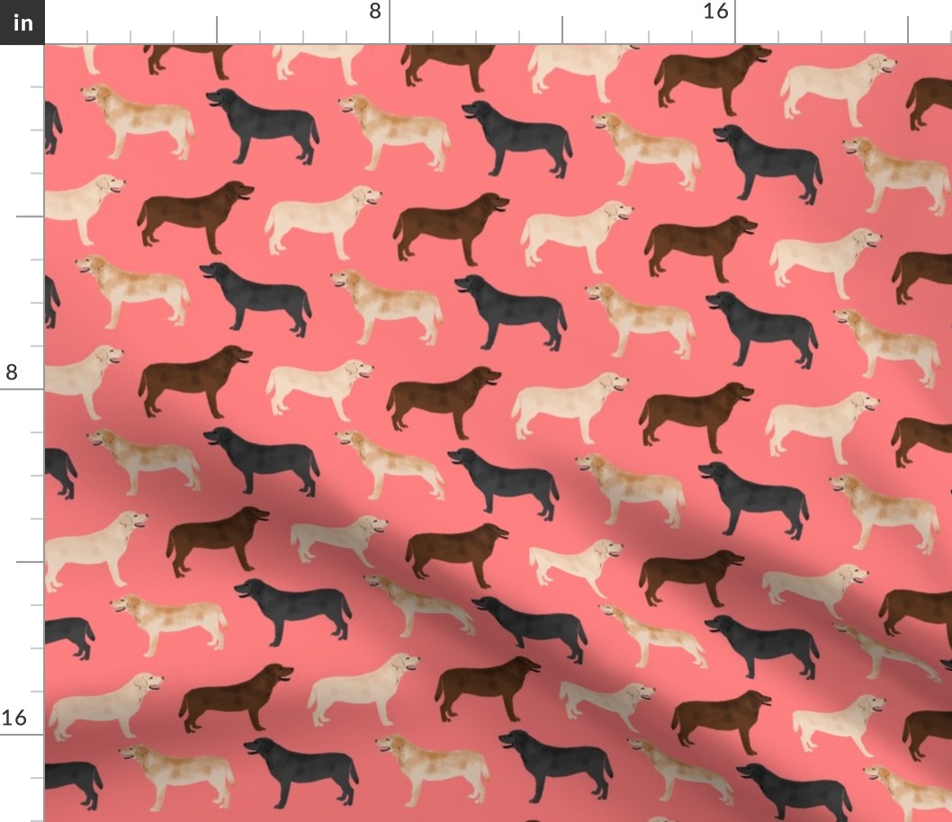 labrador retriever coral pink cute lab dogs fabric yellow lab chocolate lab black lab fabric for labrador owners cute lab fabric