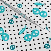 Dots with Cherry Skulls White Aqua