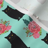 floral cats black cat cute painted vintage flowers florals