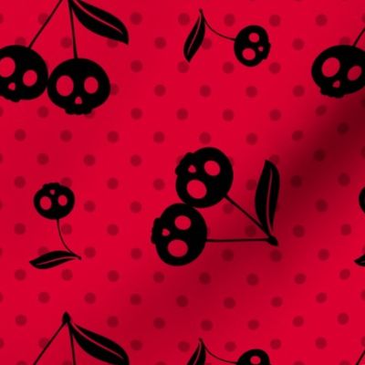 Dots with Cherry Skulls Red