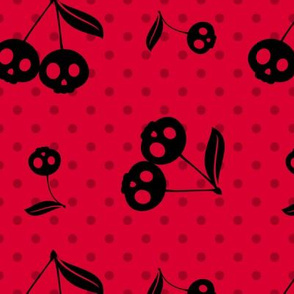 Dots with Cherry Skulls Red