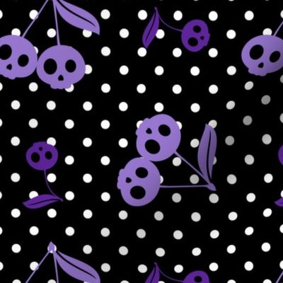 Dots with Cherry Skulls Black Purple