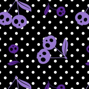 Dots with Cherry Skulls Black Purple