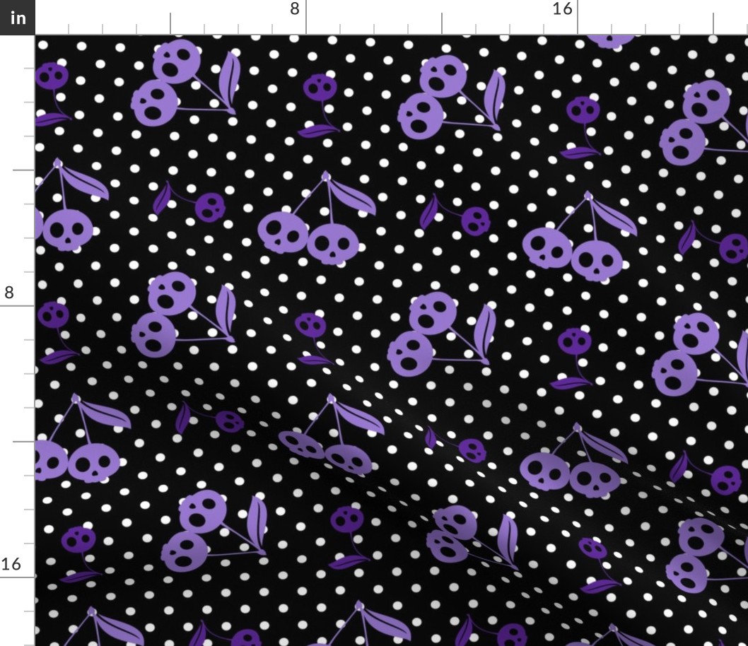 Dots with Cherry Skulls Black Purple