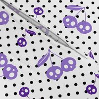 Dots with Cherry Skulls White Purple
