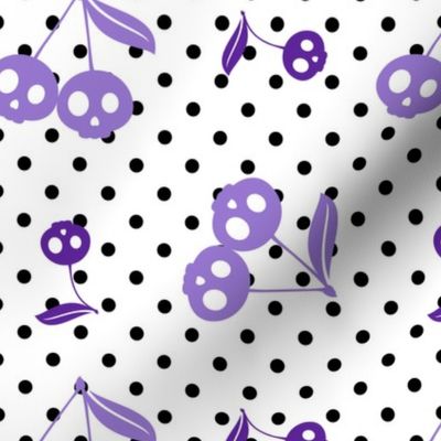 Dots with Cherry Skulls White Purple