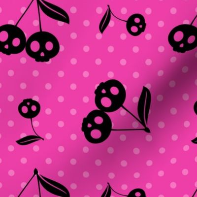 Dots with Cherry Skulls Pink