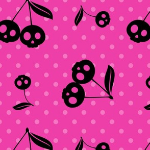 Dots with Cherry Skulls Pink