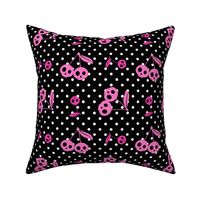 Dots with Cherry Skulls Black Pink