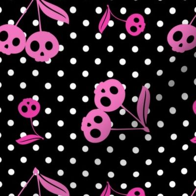 Dots with Cherry Skulls Black Pink