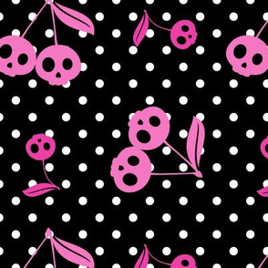 Dots with Cherry Skulls Black Pink