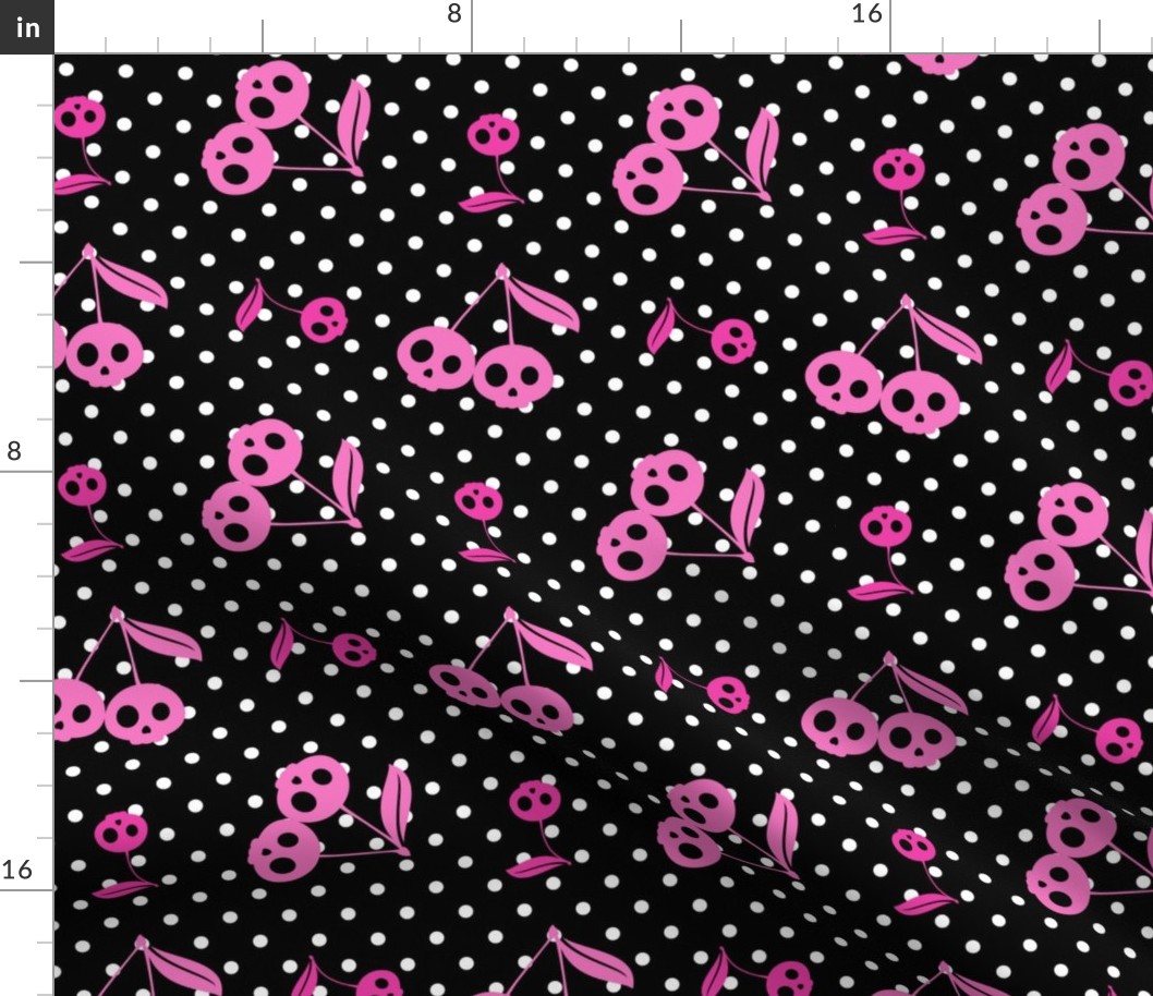 Dots with Cherry Skulls Black Pink