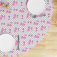 Dots with Cherry Skulls White Pink