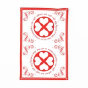 You are unique Tea Towel red and white with hearts