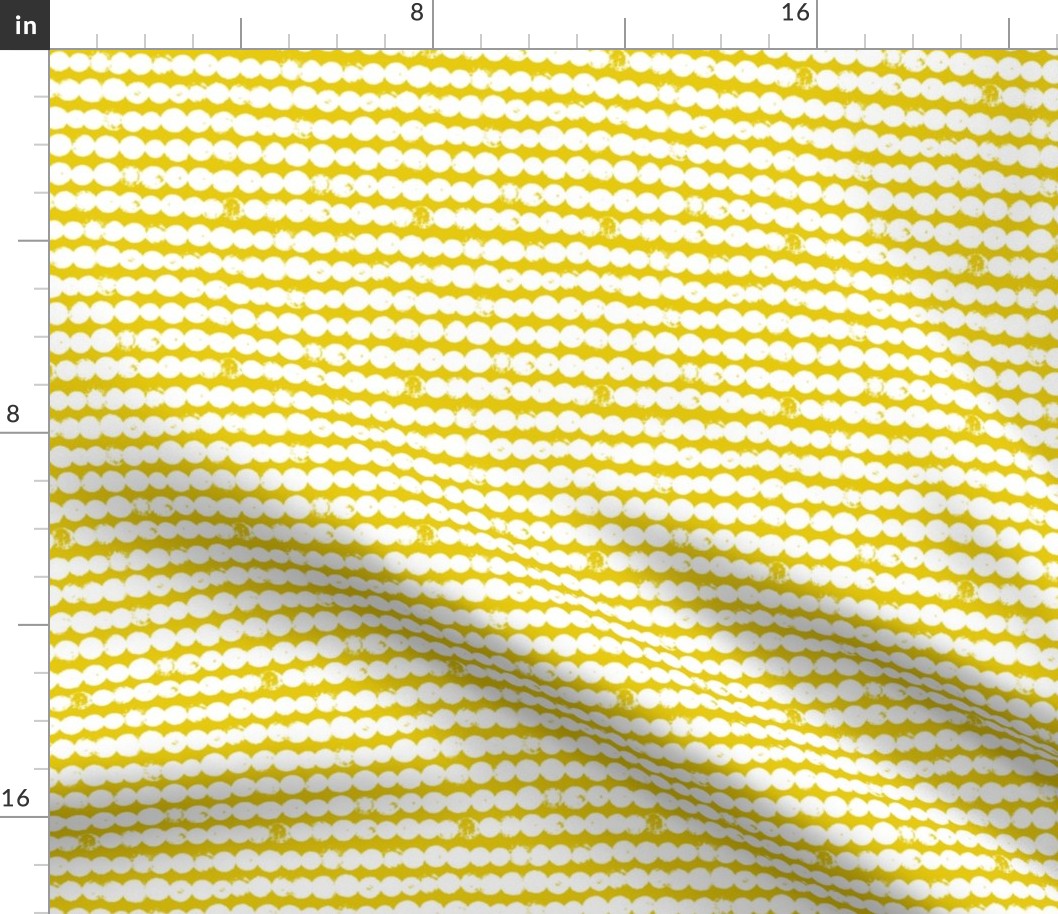 Circles and rows cool Scandinavian style dots brush strings gender neutral yellow