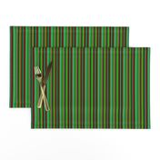 BN9 - Narrow Variegated Stripes in Greens - Rust - Orange