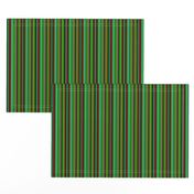 BN9 - Narrow Variegated Stripes in Greens - Rust - Orange