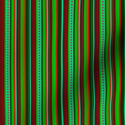 BN9 - Narrow Variegated Stripes in Greens - Rust - Orange