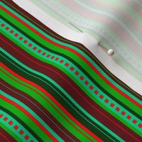 BN9 - Narrow Variegated Stripes in Greens - Rust - Orange