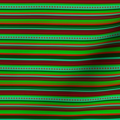 BN9 - Narrow Variegated Stripes in Greens - Turquoise - Maroon - Orange