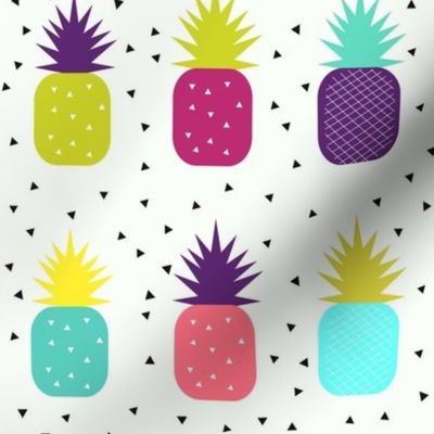 Pineapples - bright, colourful, neon, tropical fruit, geometric, baby, kids || by sunny afternoon