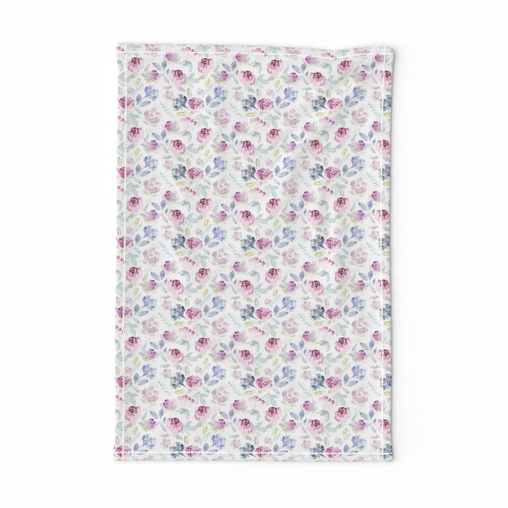 Watercolour Florals Vintage Faded Style on White SMALL