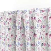 Watercolour Florals Vintage Faded Style on White SMALL