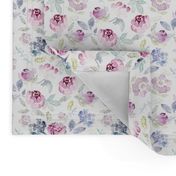 Watercolour Florals Vintage Faded Style on White SMALL