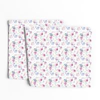 Watercolour Florals Vintage Faded Style on White SMALL