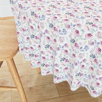 Watercolour Florals Vintage Faded Style on White SMALL