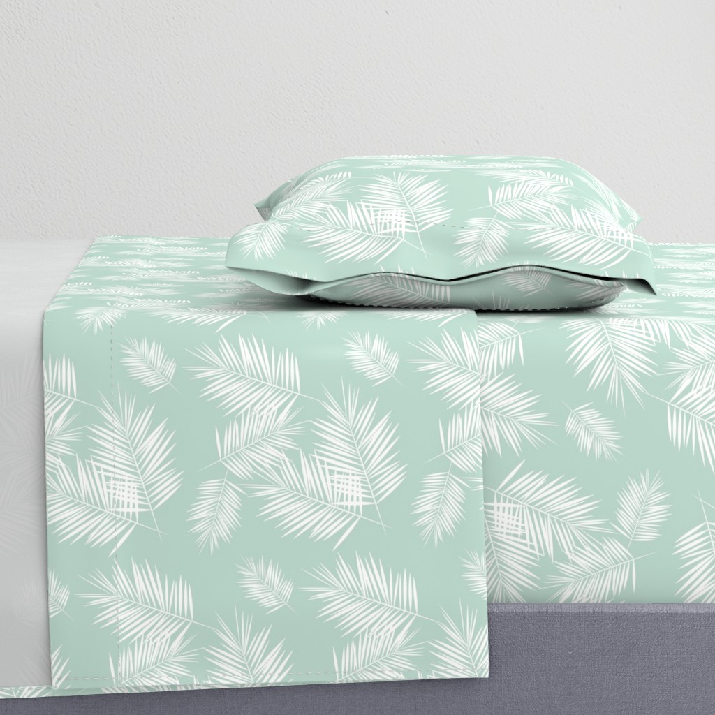 palm leaves - mint and white, tropical, palm tree || by sunny afternoon