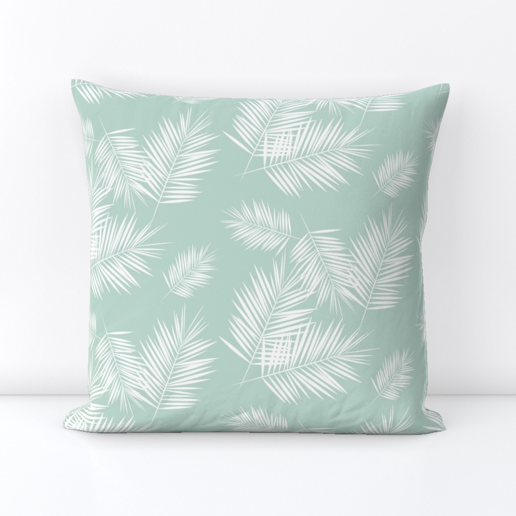 palm leaves - mint and white, tropical, palm tree || by sunny afternoon