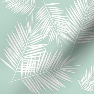 palm leaves - mint and white, tropical, palm tree || by sunny afternoon
